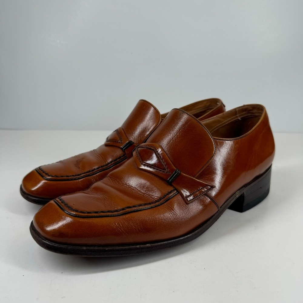 Vintage Barker of Earls Barton Men's‎ 8/UK 7E Brown Leather Slip-On Loafer Shoes